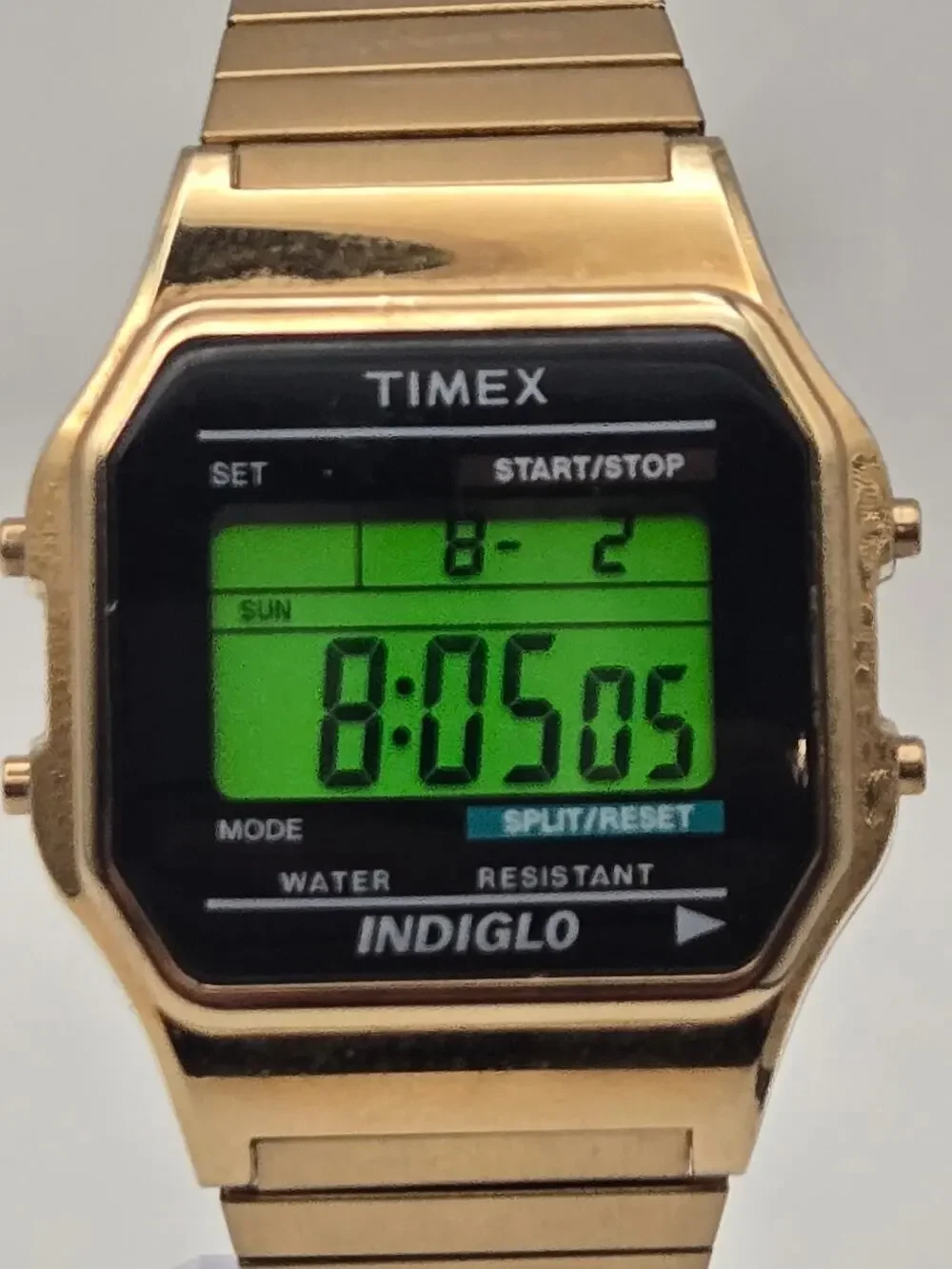Vintage Timex 555 Gold Tone Digital Indiglo